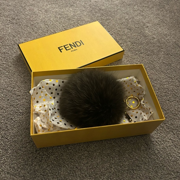 Fendi Accessories - Fendi Dark Brown Fur Pom Pom Key Chain Charm
